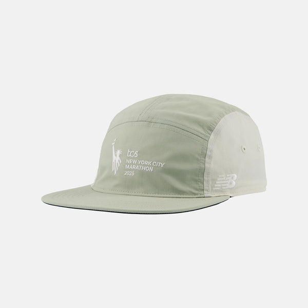 Light green cap with 'TCS New York City Marathon' text on a white background