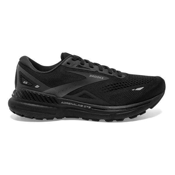 Lateral view of the Men's Adrenaline GTS 23 by Brook's in the color Black/Black/Ebony