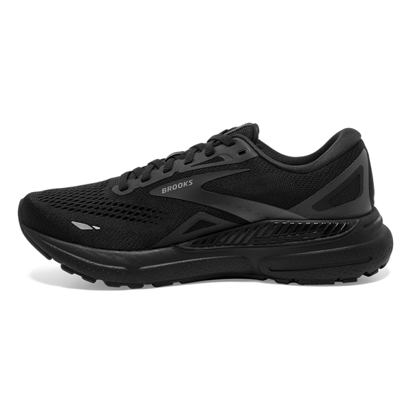 Medial view of the Men's Adrenaline GTS 23 by Brook's in the color Black/Black/Ebony