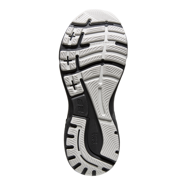 Bottom (outer sole) view of the Men's Adrenaline GTS 23 by Brook's in the color Black/Black/Ebony