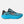 A New Balance running shoe in bright blue, black, and gray, shown against a light gray background.