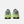 Pair of green and gray running shoes on a white background