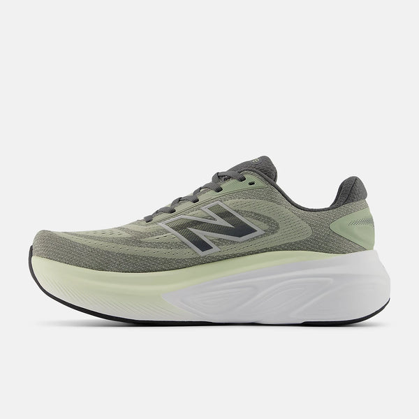 Men's NB running shoe with a white midsole and a black logo.
