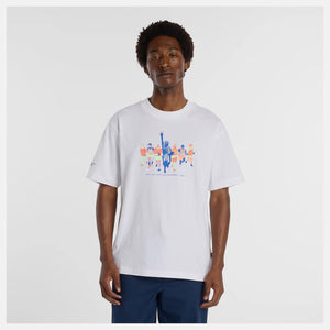 White graphic t-shirt with running Liberty