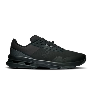 A black On running shoe shown in a side profile view against a solid white background.