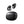Black wireless earbuds with charging case on a white background