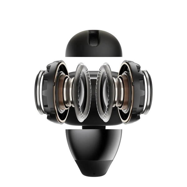 Black and silver mechanical device on a white background