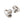 Pair of silver wireless earbuds on a white background