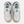 White New Balance sneakers with beige soles on a white background