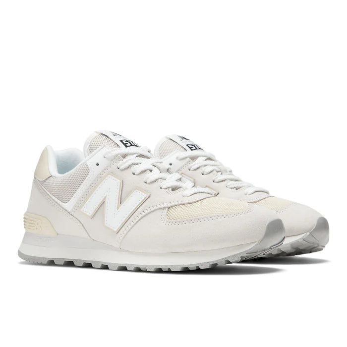 Front angle view of the Men's 574 in White/Fog