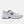 White athletic shoe with black accents on a white background