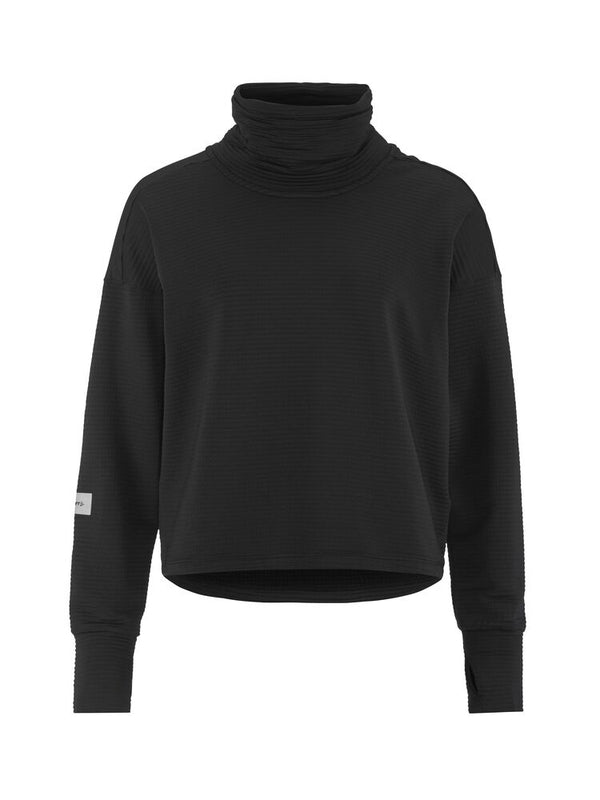 Black turtleneck sweater on a white background