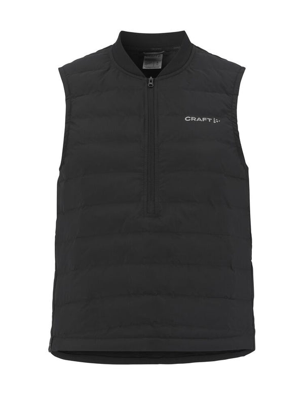 Black puffer vest with Craft logo on a white background