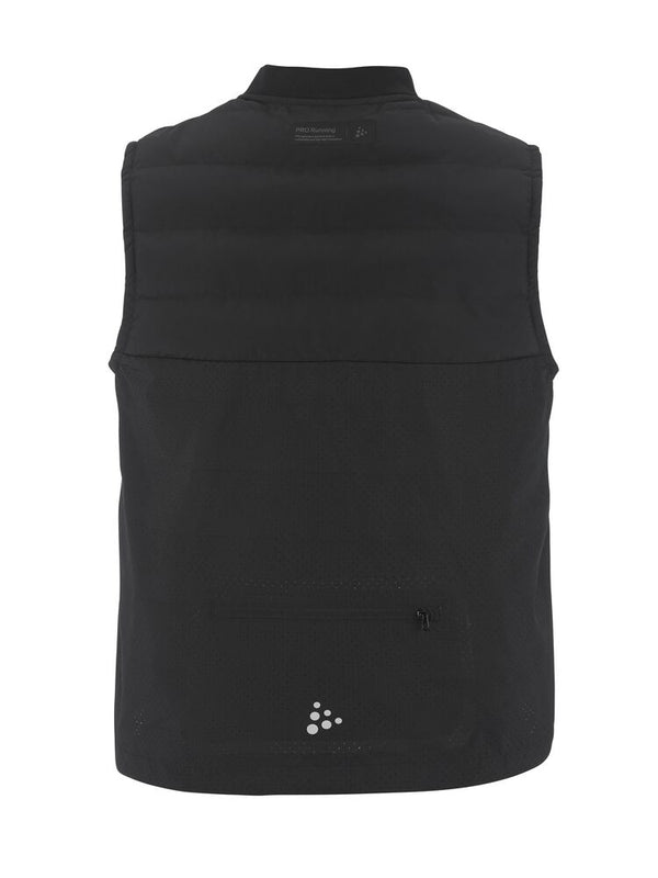 Black vest with a brand logo on a white background