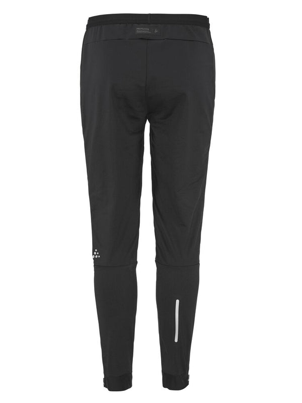 Black pants with a visible brand logo on a white background