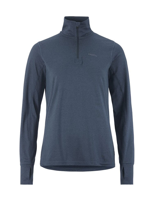 Navy long-sleeve pullover with a quarter zip on a white background