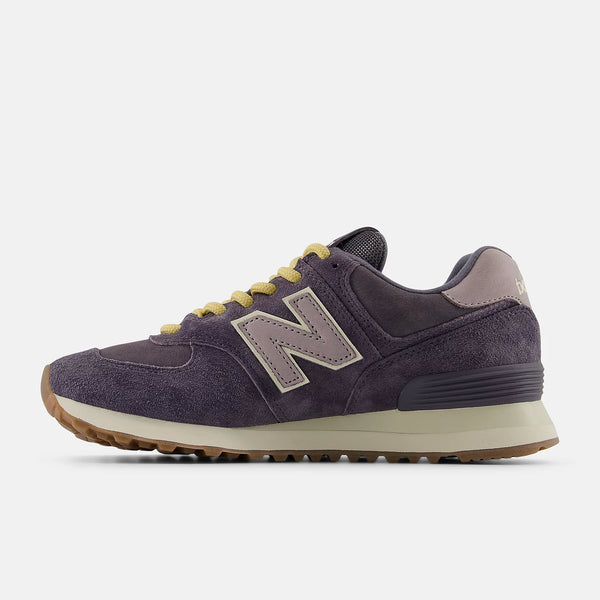 Purple with a Navy tint sneaker with beige accents on a white background