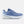 Blue running shoe with New Balance logo on a light gray background