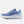 Blue running shoe with New Balance logo on a light gray background