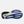 Blue running shoe with New Balance logo on a light gray background