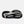 The black and white outsole of a black and white running shoe.