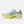 A New Balance running shoe in white and light blue with a bright yellow midsole accent, shown from a side profile on a light gray background.