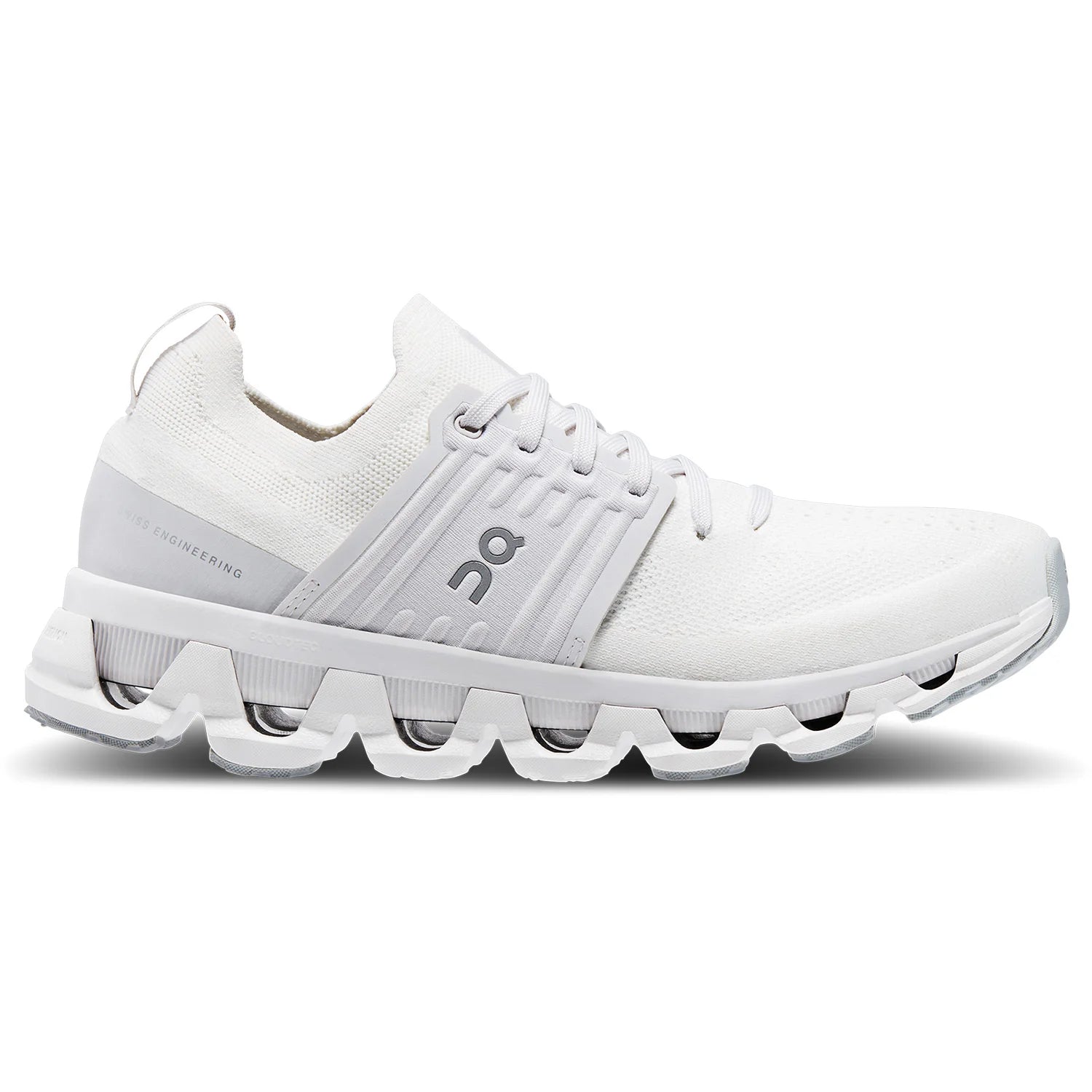 Lateral view of the Women's ON Cloudswift 3 in all white