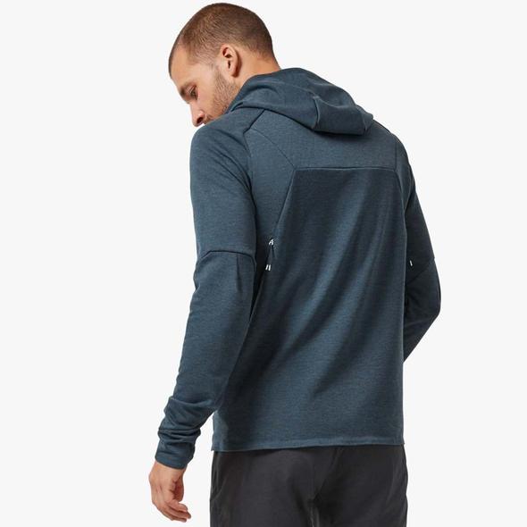 Back view of a model wearing the Men's Hoodie from ON in the color Navy