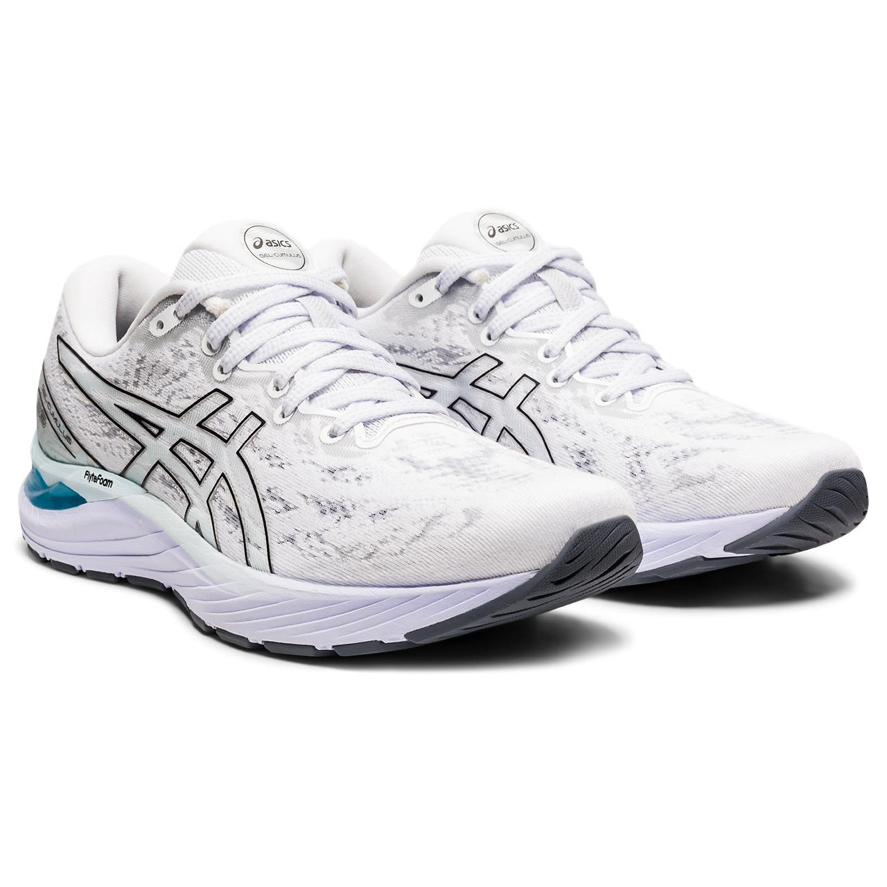 The Women's ASICS Gel-Cumulus 23 focus is to provide a smooth and soft ride while implementing gender specific technology. Continuing to draw inspiration from cumulus clouds, ASICS reimagined this neutral running shoe's upper and midsole formation by applying a more holistic design approach that adapts to the runner's anatomy in motion.