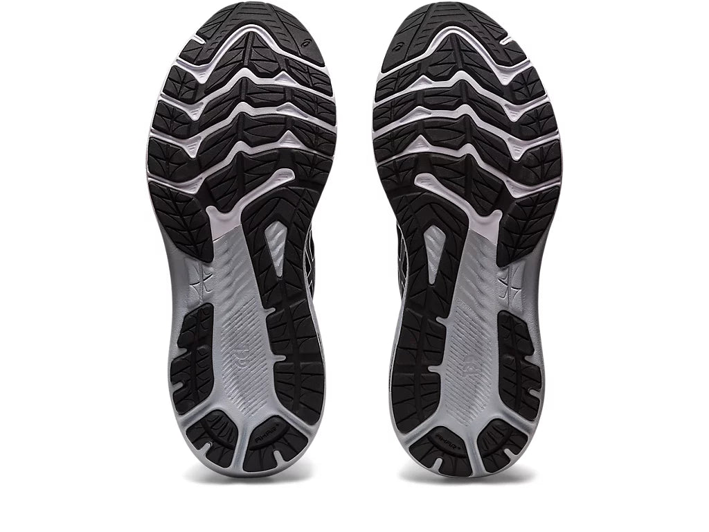 Bottom (outer sole) view of the Women's ASICS GT 2000 Version 11 in the wide "D" width - Color Black/White