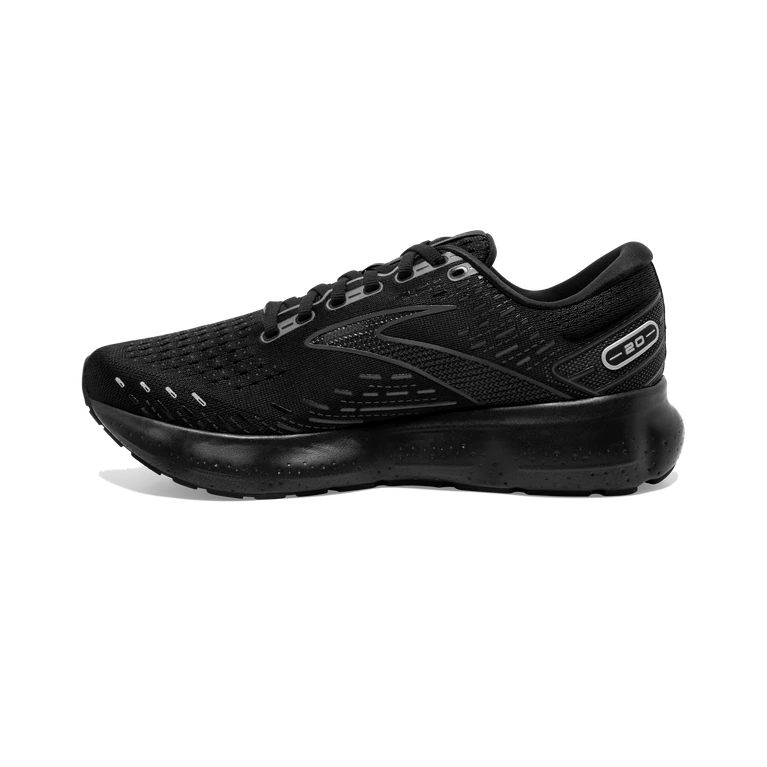 Medial view of the Men's Glycerin 20 in the wide 2E width, color Black/Black/Ebony