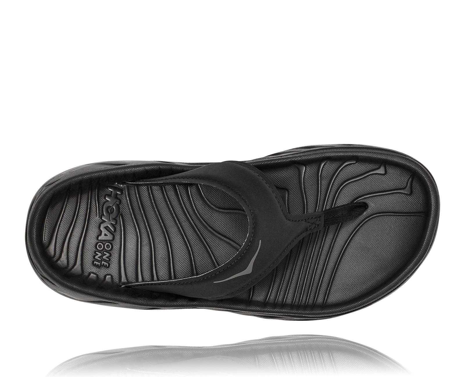 Top view of the Women's HOKA Ora Recovery Flip in the color Black/Dark Gull Gray