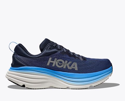 Lateral view of the Men's HOKA Bondi 8 in the color Outer Space/All Aboard