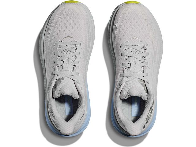 Top view of the Women's Clifton 9 in the wide D width, color Nimbus Cloud/Ice Water