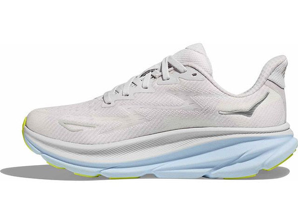 Medial view of the Women's HOKA Clifton 9 in the color Nimbus Cloud/Ice Water