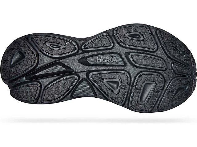 Bottom (outer sole) view of the Women's Bondi 8 by HOKA in the color Black/Black