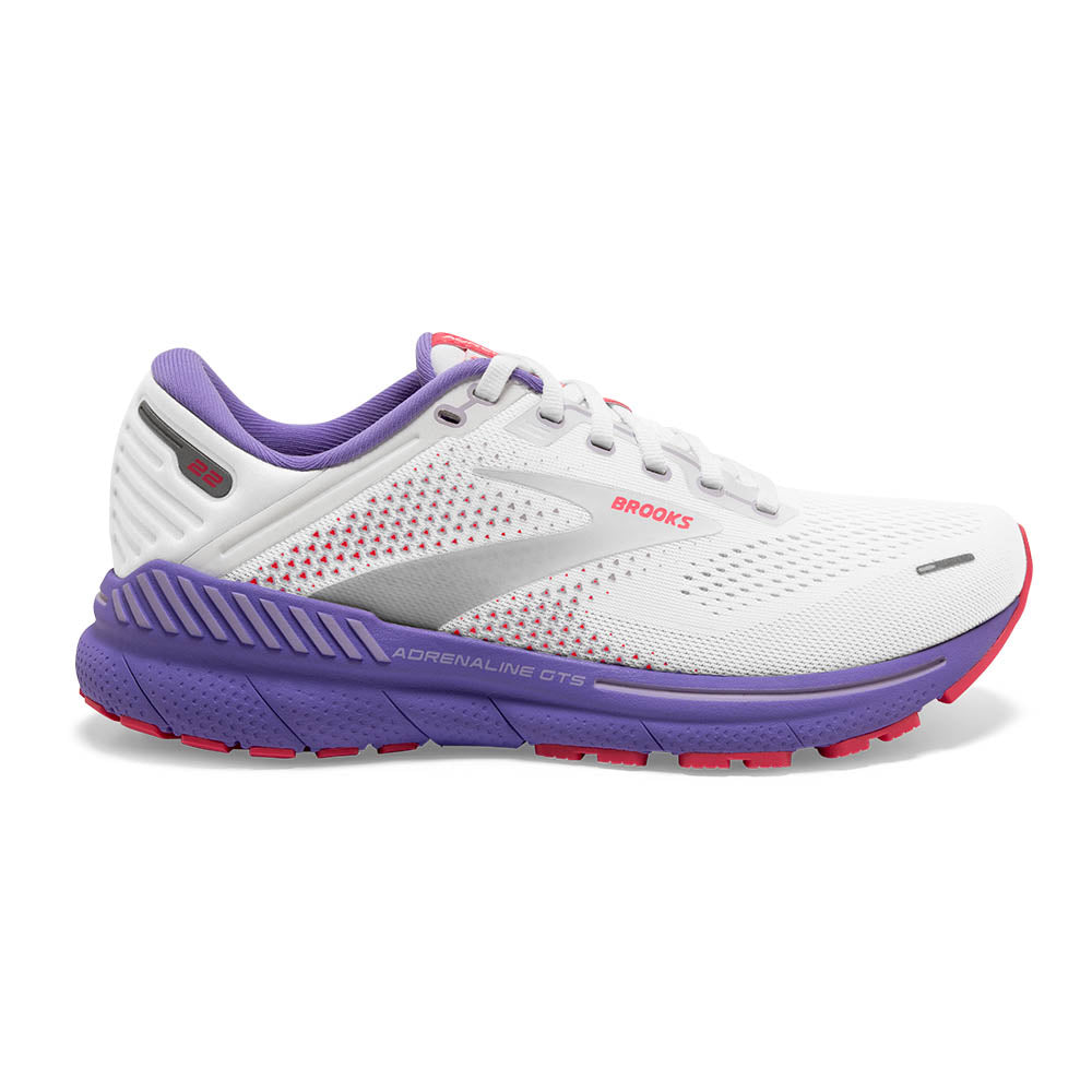 Known for over twenty years as a runner favorite, the Women's Adrenaline GTS now in Version 22 is a  supportive running shoe that continues to deliver. Brooks has designed this style to offer a perfect balance of support and softness anytime you lace them up.