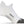 A medial view of the Feetures Elite Ultra Light no show running sock (left foot) in the color white