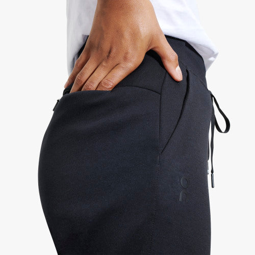 Zoomed in side view of the Women's Sweat Pant by ON in the color Black