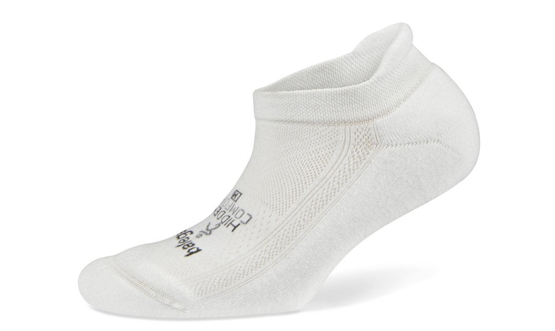 Lateral view of the Balega Hidden Comfort No Show Sock in the color white.
