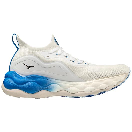 Lateral view of the Men's Wave Neo Ultra by Mizuno in White/Blue