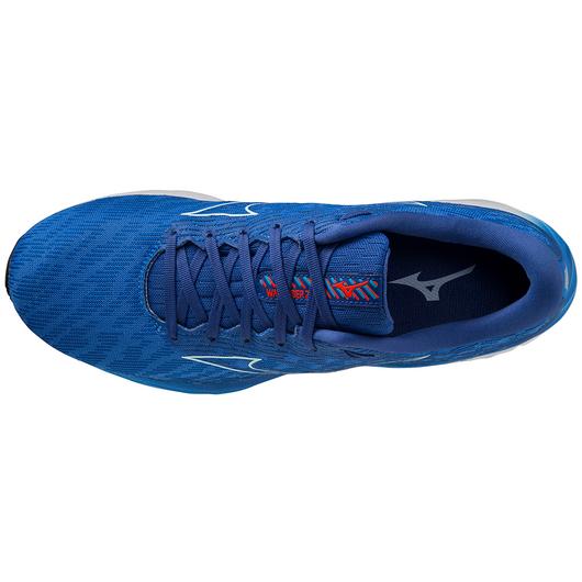 Top view of the Men's Wave Rider 26 by Mizuno in the color Super sonic/Ice Water