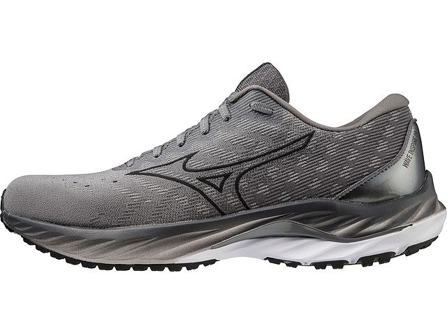 Medial view of the Men's Wave Inspire 19 SSW by Mizuno in Ultimate Grey/Black