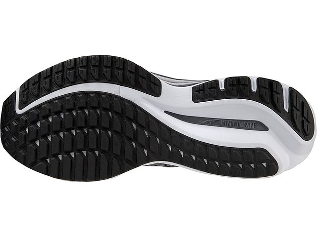 Bottom (outer sole) view of the Men's Wave Inspire 19 SSW by Mizuno in Ultimate Grey/Black