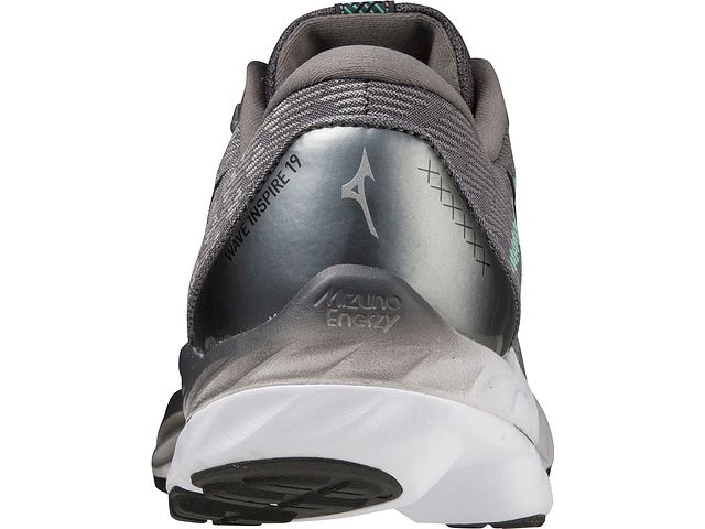 Bottom (outer sole) view of the Men's Wave Inspire 19 SSW by Mizuno in Ultimate Grey/Black