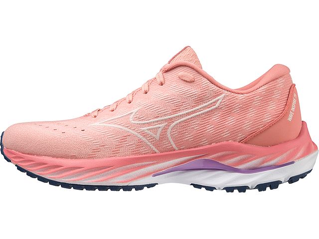 Medial view of the Women's Wave Inspire 19 SSW in the color Peach Bud / Vaporous Grey