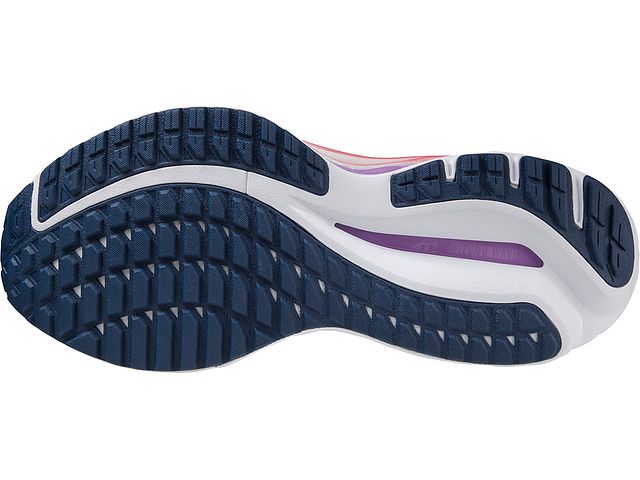 Bottom (outer sole) view of the Women's Wave Inspire 19 SSW in the color Peach Bud / Vaporous Grey