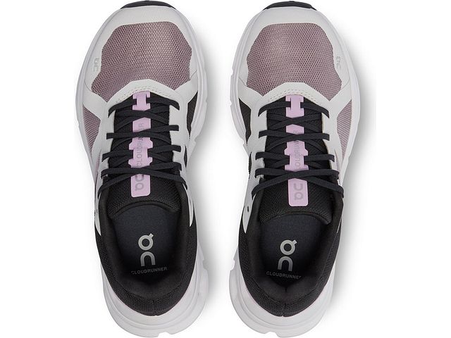 Top view of the Women's Cloudrunner by ON in the color Heron / Black