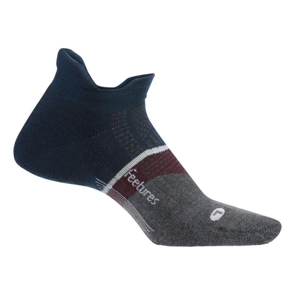 Medial view of Feetures Merino cushion low cut sock in the color French Blue Navy