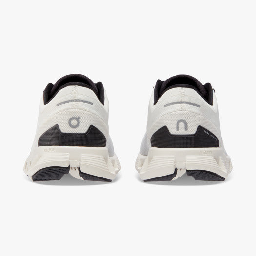 Back view of the Women's Cloud X 3 cross trainer from ON in the color White/Black